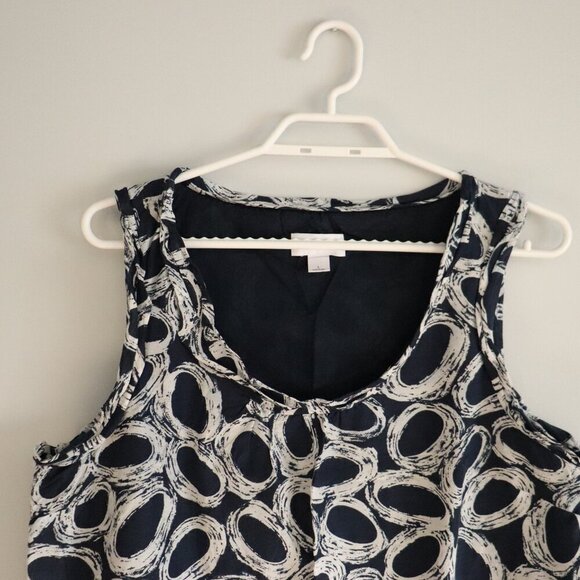 Ann Taylor LOFT Women's Blue Sz Lrg Silk Lined Sleeveless Scoop Neck Tank Top - Picture 3 of 8